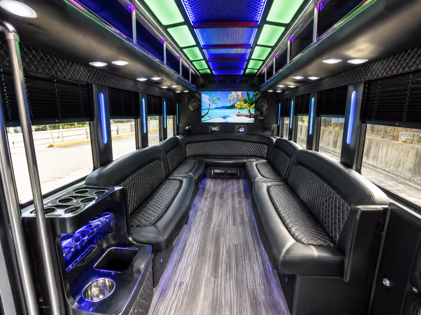 new brunswick 18 passenger party bus inside